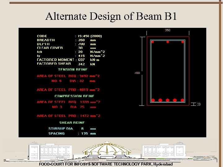 Alternate Design of Beam B 1 FOOD-COURT FOR INFOSYS SOFTWARE TECHNOLOGY PARK, Hyderabad 
