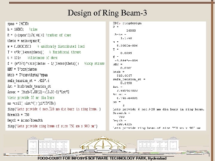 Design of Ring Beam-3 FOOD-COURT FOR INFOSYS SOFTWARE TECHNOLOGY PARK, Hyderabad 