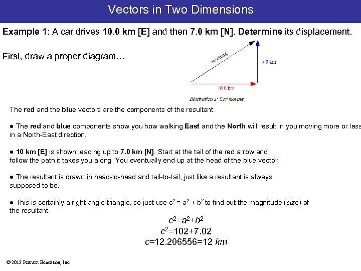 Vectors in Two Dimensions Example 1: A car drives 10. 0 km [E] and