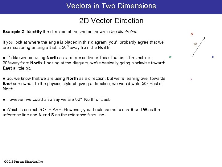 Vectors in Two Dimensions 2 D Vector Direction Example 2: Identify the direction of