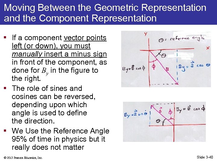 Moving Between the Geometric Representation and the Component Representation § If a component vector