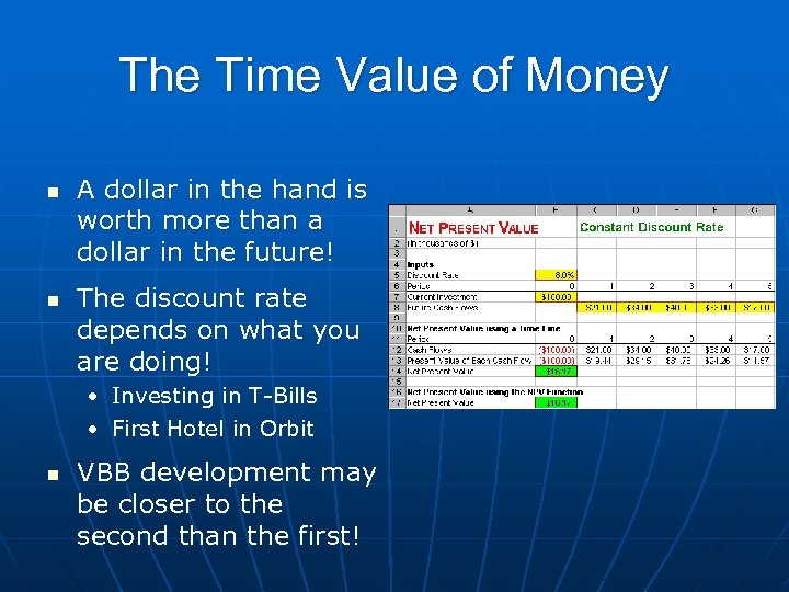 The Time Value of Money n n A dollar in the hand is worth