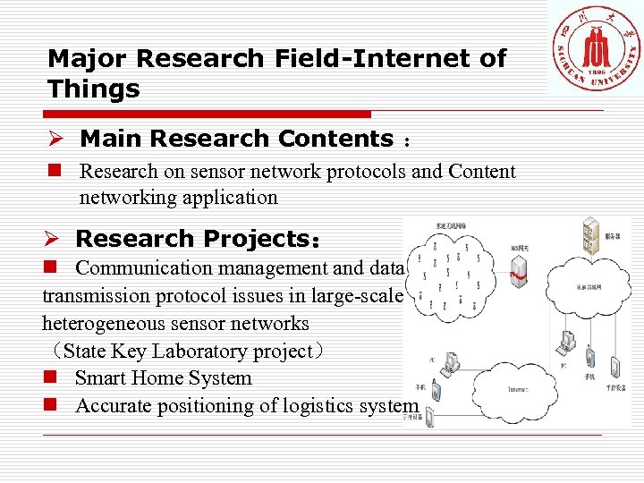 Major Research Field-Internet of Things Ø Main Research Contents ： n Research on sensor