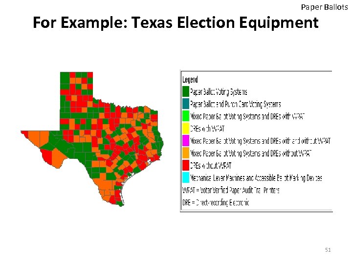 Paper Ballots For Example: Texas Election Equipment 51 