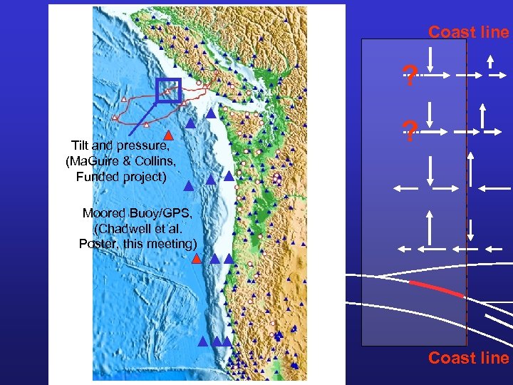 Coast line Inter-seismic Tilt and pressure, (Ma. Guire & Collins, Funded project) ? ?