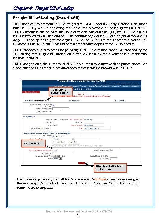 Chapter 4: Freight Bill of Lading (Step 1 of 5) The Office of Governmentwide