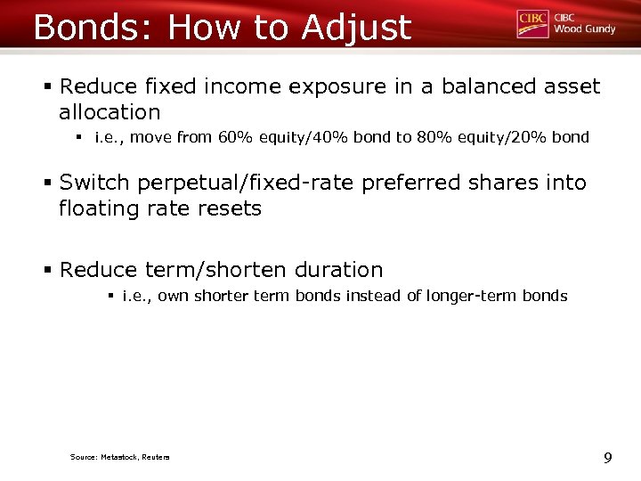 Bonds: How to Adjust § Reduce fixed income exposure in a balanced asset allocation