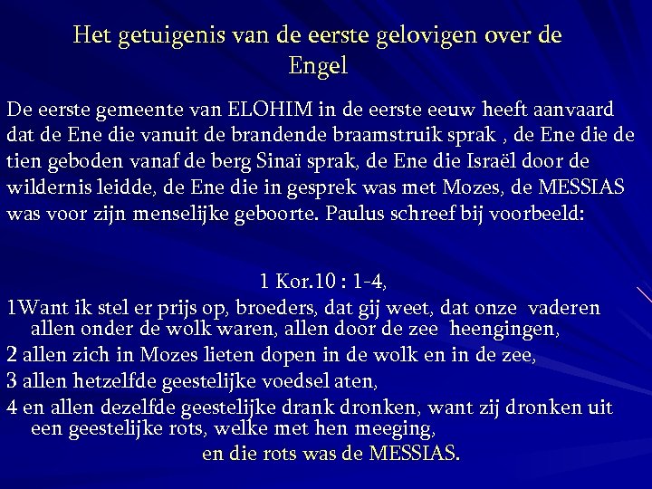 Het getuigenis van de eerste gelovigen over de Engel De eerste gemeente van ELOHIM