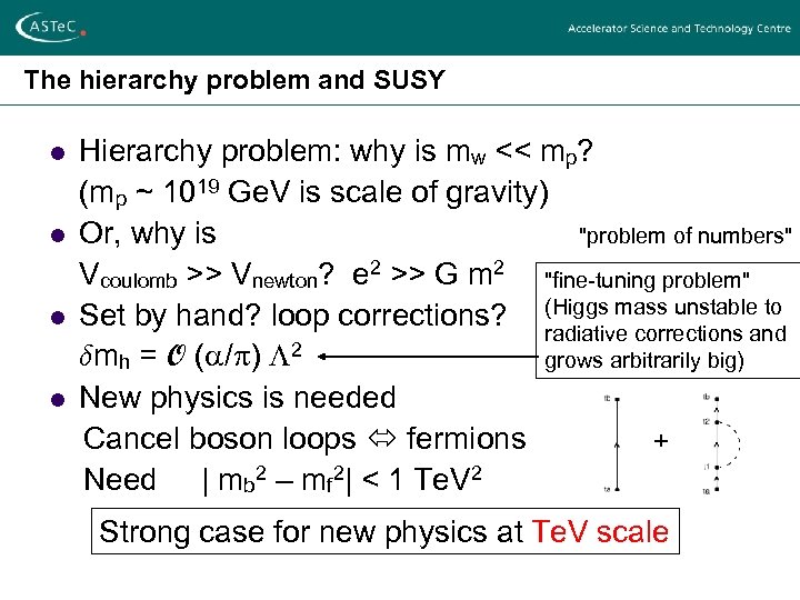 The hierarchy problem and SUSY l l Hierarchy problem: why is mw << mp?