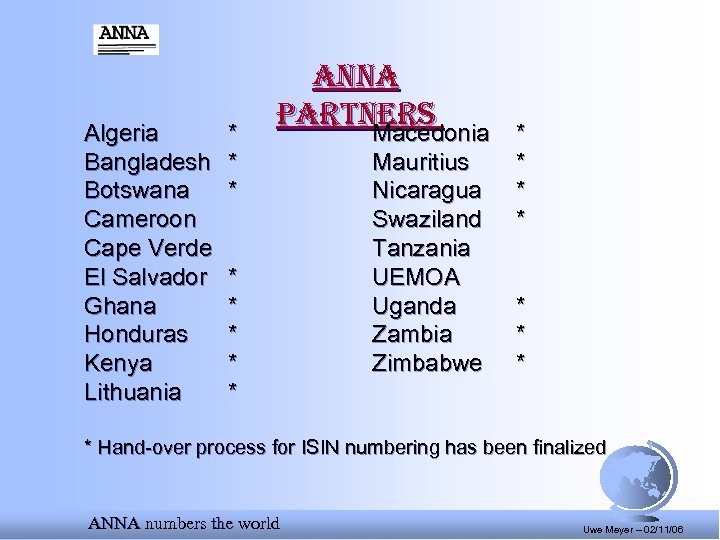 Algeria Bangladesh Botswana Cameroon Cape Verde El Salvador Ghana Honduras Kenya Lithuania * *