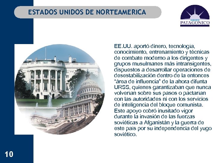 ESTADOS UNIDOS DE NORTEAMERICA EE. UU. aportó dinero, tecnología, conocimiento, entrenamiento y técnicas de