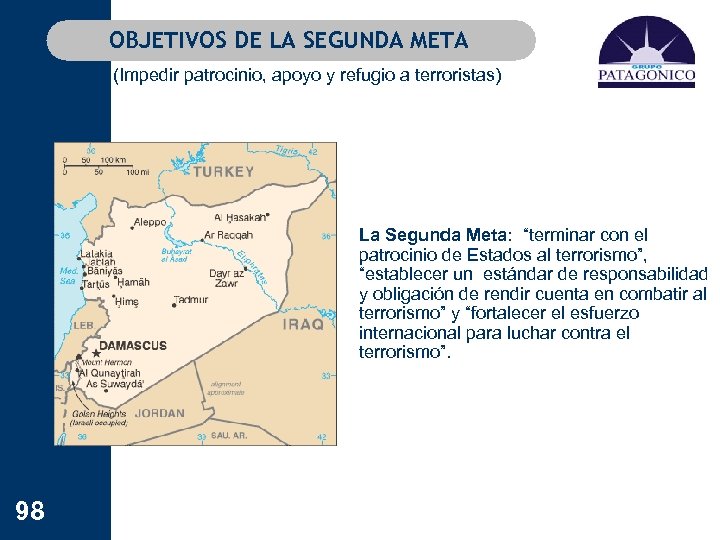 OBJETIVOS DE LA SEGUNDA META (Impedir patrocinio, apoyo y refugio a terroristas) La Segunda