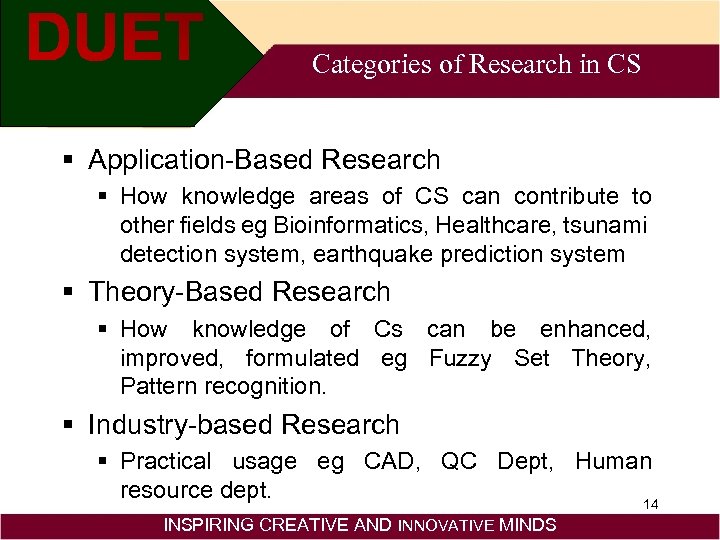 Categories of Research in CS § Application-Based Research § How knowledge areas of CS