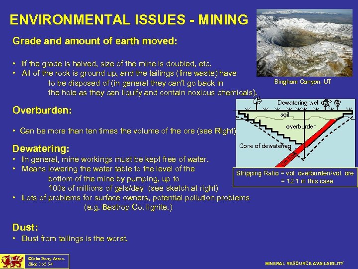 ENVIRONMENTAL ISSUES - MINING Grade and amount of earth moved: • If the grade