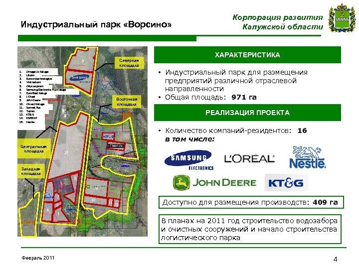 Индустриальный парк «Ворсино» Северная площадка 7 1. 2. 3. 4. 5. 6. 7. 8.