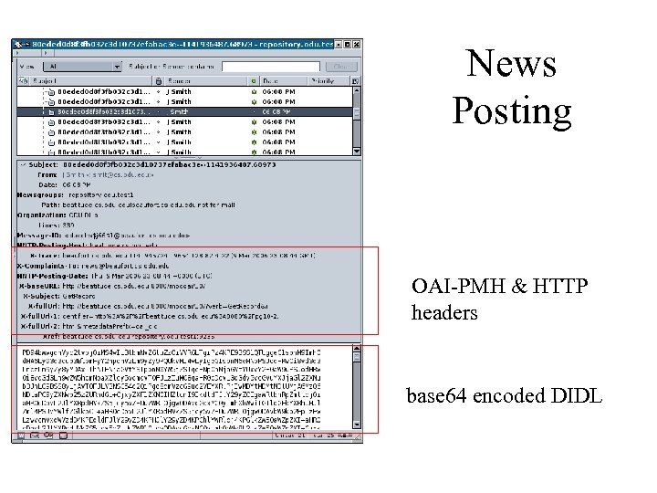 News Posting OAI-PMH & HTTP headers base 64 encoded DIDL 