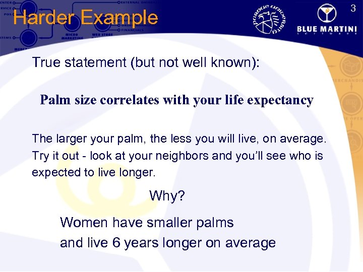 3 Harder Example True statement (but not well known): Palm size correlates with your