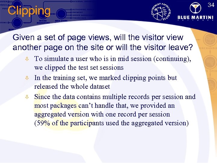 34 Clipping Given a set of page views, will the visitor view another page