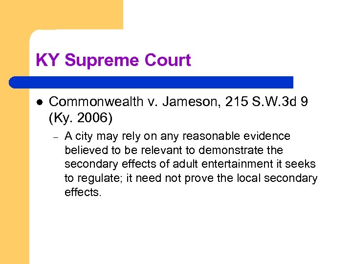 KY Supreme Court l Commonwealth v. Jameson, 215 S. W. 3 d 9 (Ky.