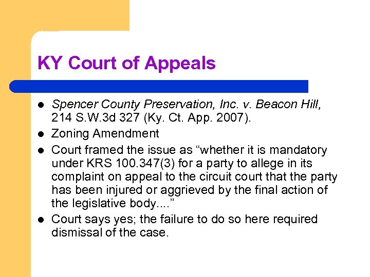 KY Court of Appeals l l Spencer County Preservation, Inc. v. Beacon Hill, 214