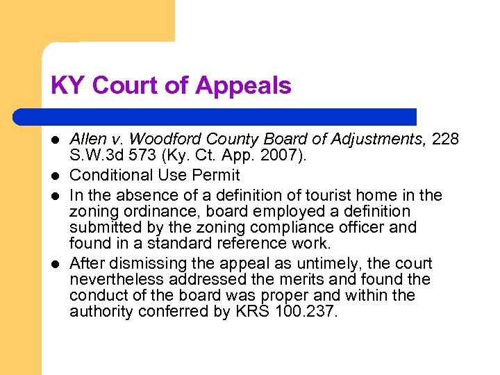 KY Court of Appeals l l Allen v. Woodford County Board of Adjustments, 228