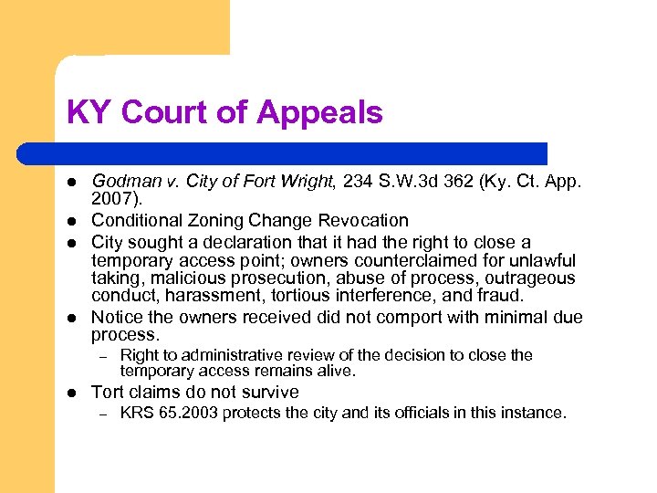 KY Court of Appeals l l Godman v. City of Fort Wright, 234 S.