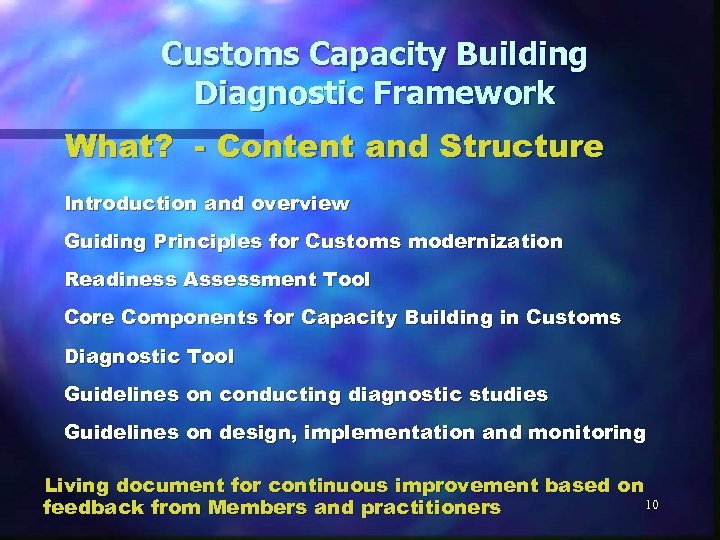 Customs Capacity Building Diagnostic Framework What? - Content and Structure Introduction and overview Guiding