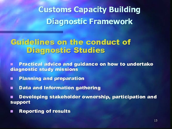 Customs Capacity Building Diagnostic Framework Guidelines on the conduct of Diagnostic Studies Practical advice