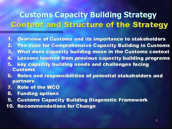 Customs Capacity Building Strategy Content and Structure of the Strategy 1. Overview of Customs