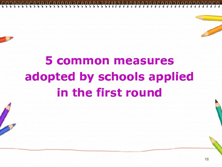 5 common measures adopted by schools applied in the first round 18 