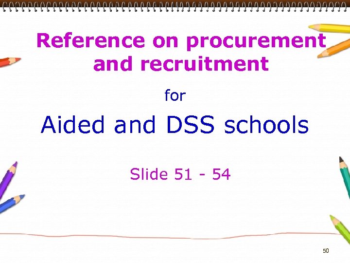 Reference on procurement and recruitment for Aided and DSS schools Slide 51 - 54