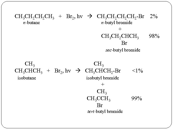 CH 3 CH 2 CH 3 + Br 2, hv CH 3 CH 2