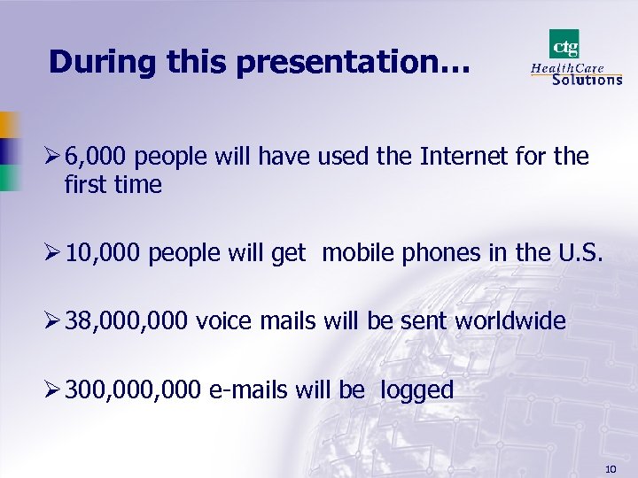 During this presentation… Ø 6, 000 people will have used the Internet for the