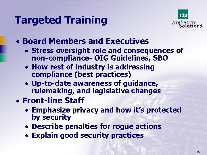 Targeted Training · Board Members and Executives · Stress oversight role and consequences of