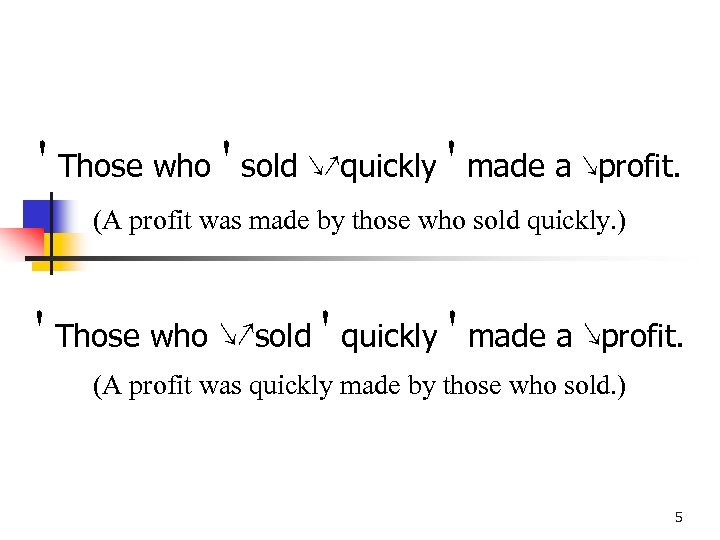 ' Those who ' sold ↘↗quickly ' made a ↘profit. (A profit was made