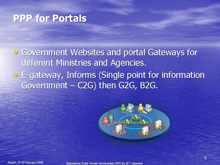 PPP for Portals • Government Websites and portal Gateways for • different Ministries and