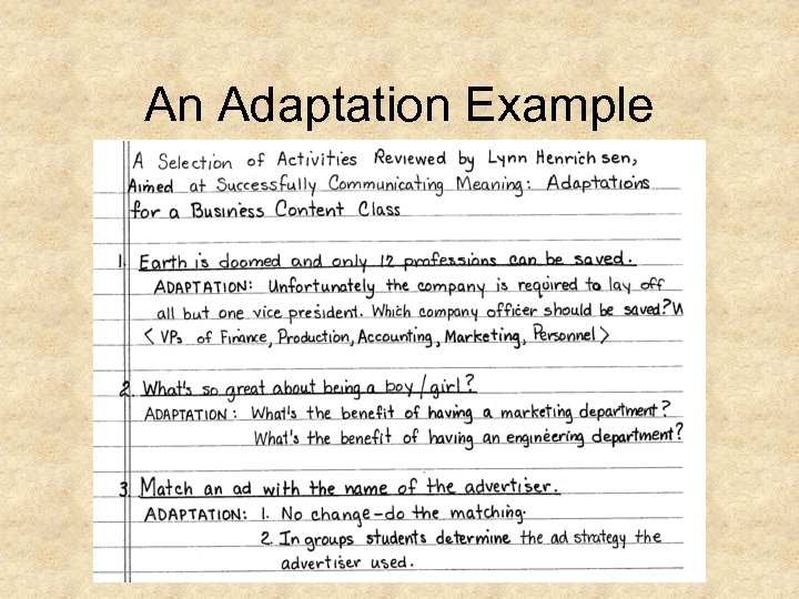 An Adaptation Example 