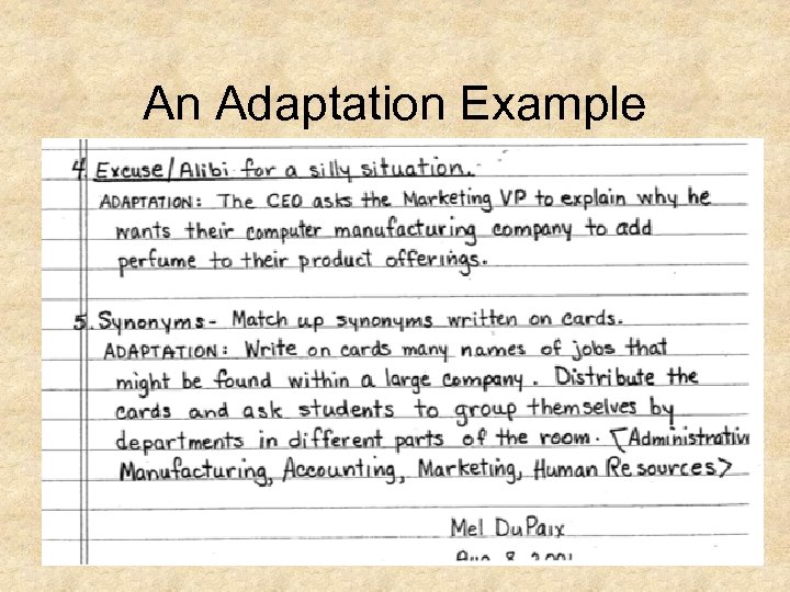 An Adaptation Example 