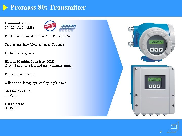 Promass 80: Transmitter Communication 0/4. . 20 m. A; 0. . . 1 k.