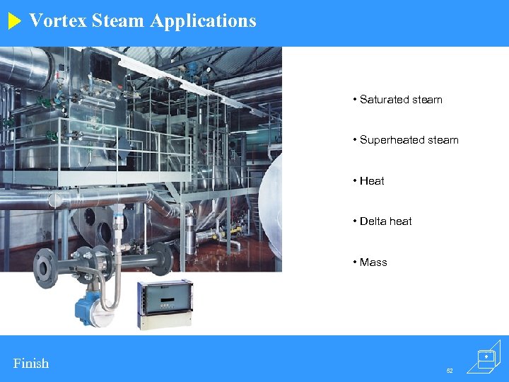Vortex Steam Applications • Saturated steam • Superheated steam • Heat • Delta heat