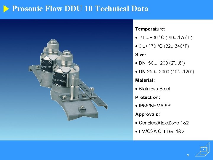 Prosonic Flow DDU 10 Technical Data Temperature: · -40. . . +80 °C (-40.