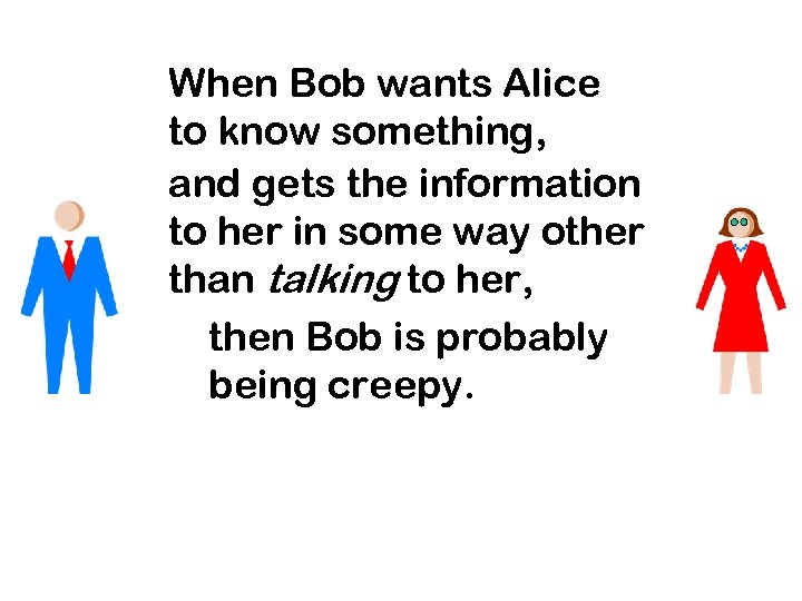 When Bob wants Alice to know something, and gets the information to her in