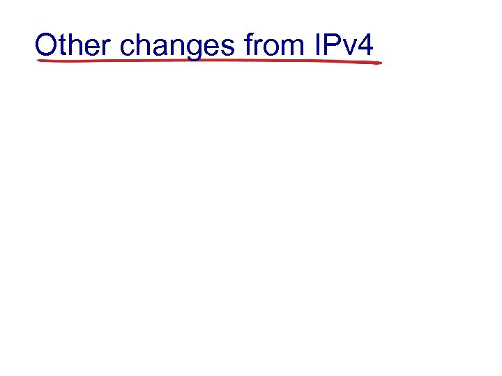 Other changes from IPv 4 