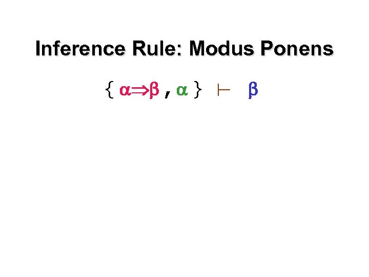 Inference Rule: Modus Ponens { , } 