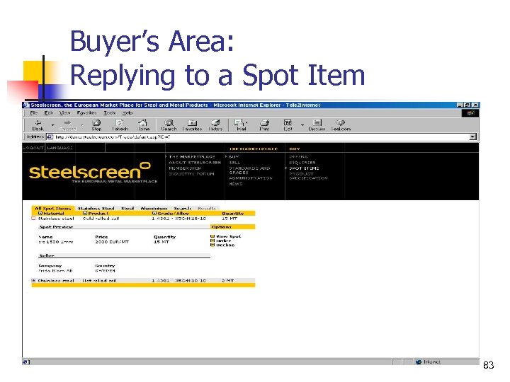 Buyer’s Area: Replying to a Spot Item 83 
