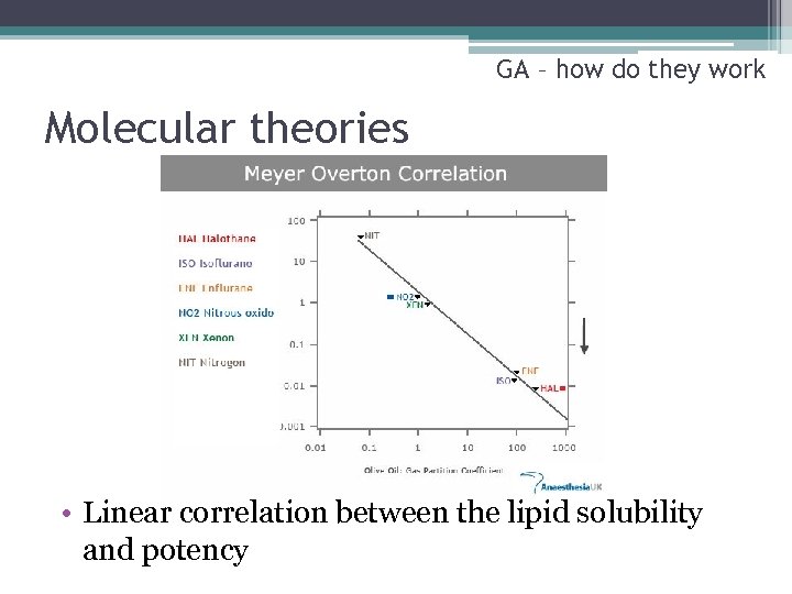 GA – how do they work Molecular theories • Linear correlation between the lipid