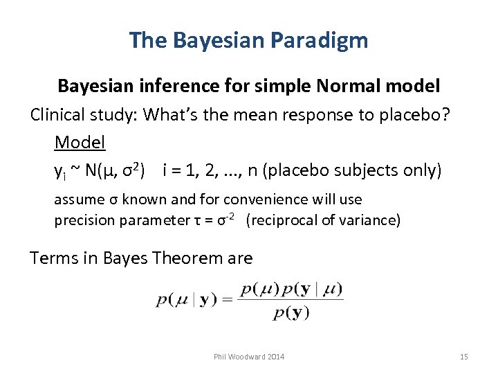 The Bayesian Paradigm Bayesian inference for simple Normal model Clinical study: What’s the mean