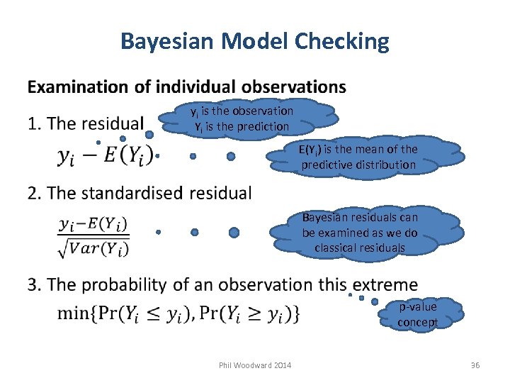 Bayesian Model Checking yi is the observation Yi is the prediction E(Yi) is the