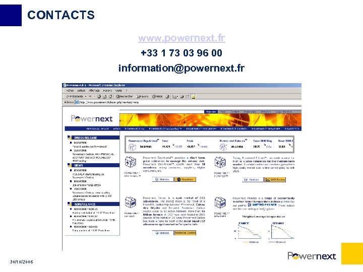 CONTACTS www. powernext. fr +33 1 73 03 96 00 information@powernext. fr 30/10/2006 