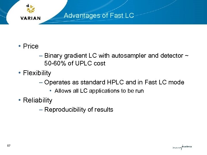 Advantages of Fast LC • Price – Binary gradient LC with autosampler and detector
